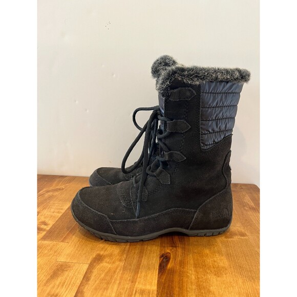 North Face Nuptse Purna II Boots Winter Snow Insulated Waterproof Black Mid Calf - Picture 4 of 9
